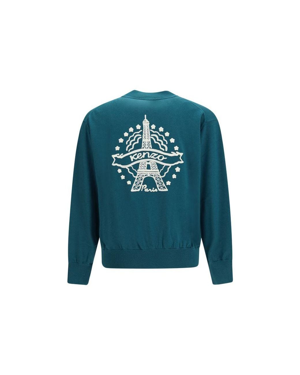 KENZO Blue Bicolor Wool Oves Aries Cardigan for men
