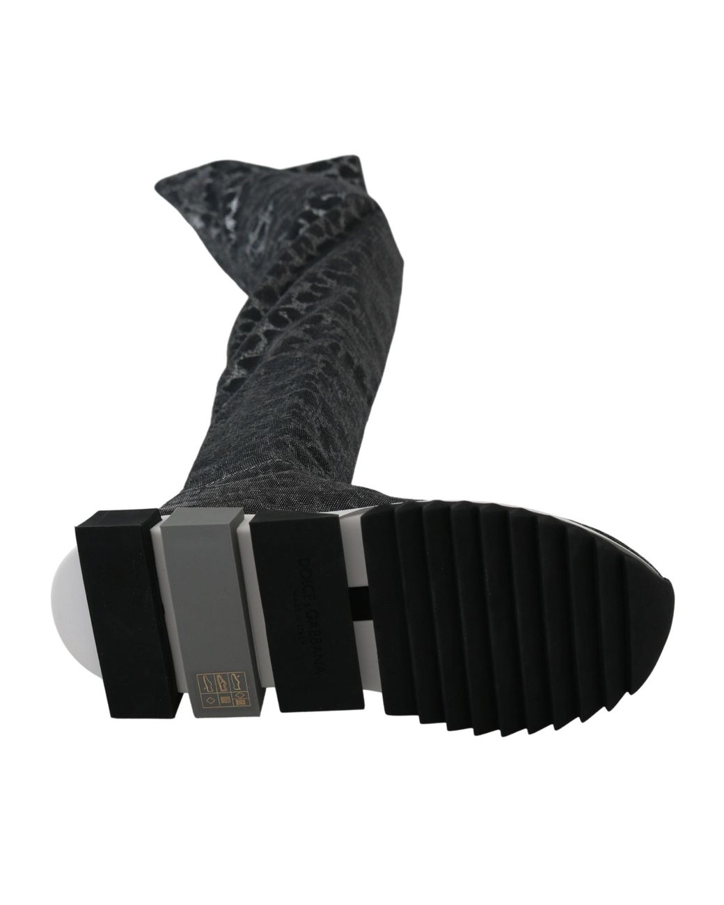 Dolce & Gabbana Black Grau Leopard High Top Sneakers Booties Schuhe