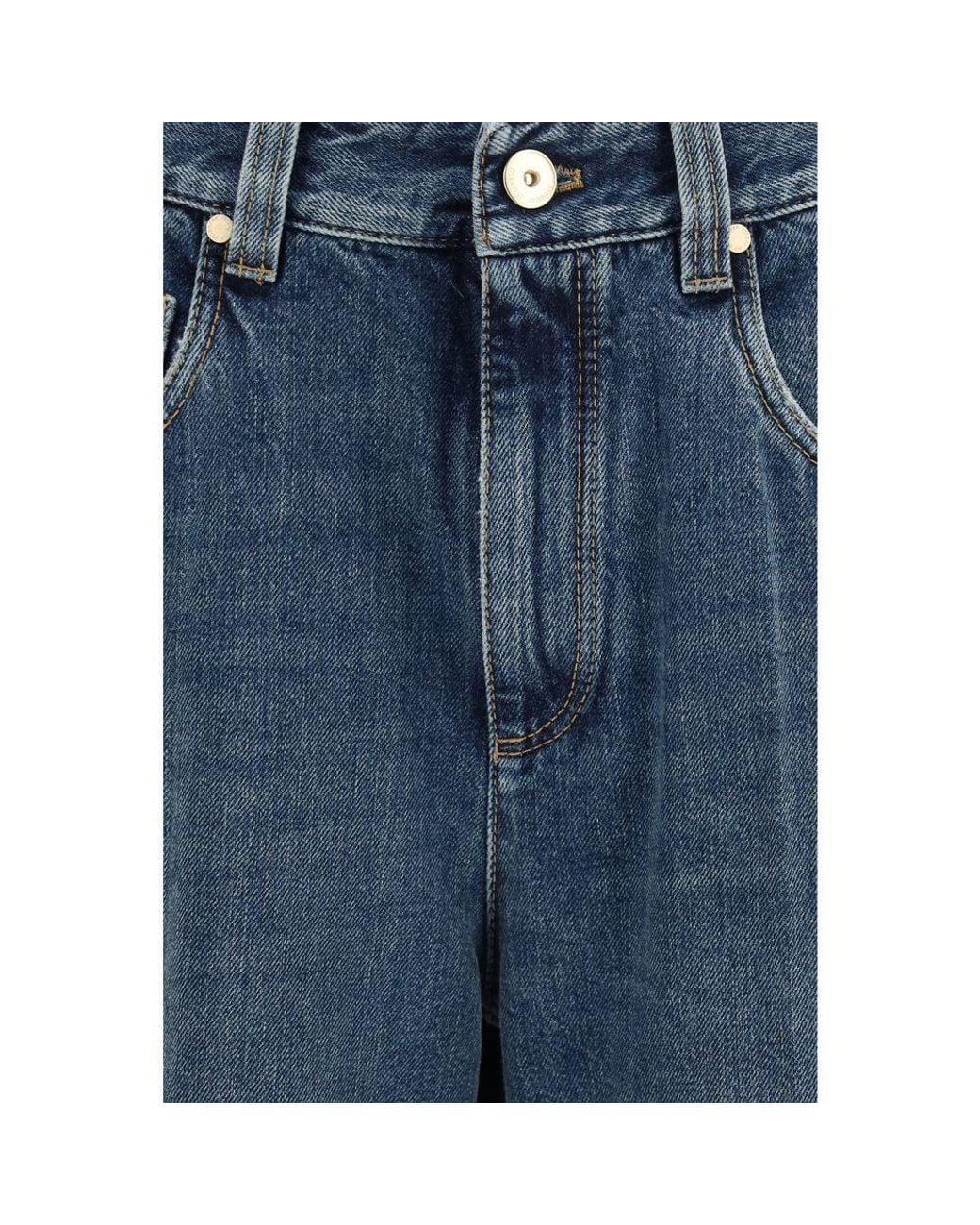 Brunello Cucinelli Blue Cotton Relaxed Fit Jeans