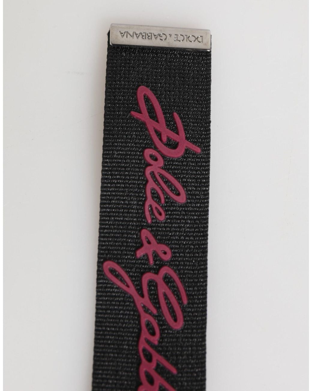 Dolce & Gabbana White Burgundy Polyester Dg Logo Keychain Keyring for men