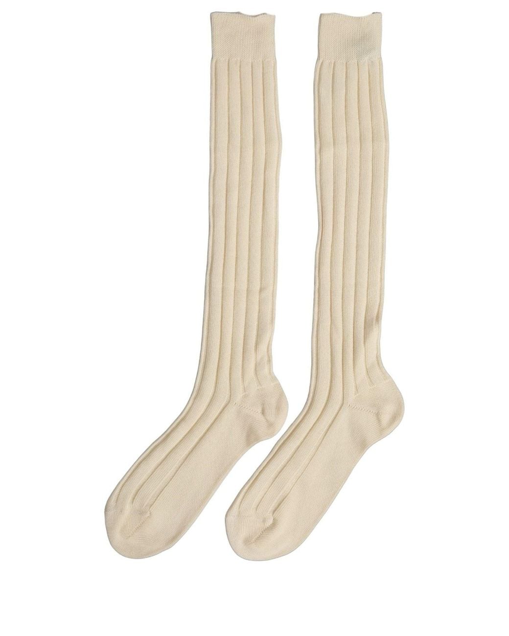 Dolce & Gabbana Natural Beige Wool Stretch Knee High Accessory Socks