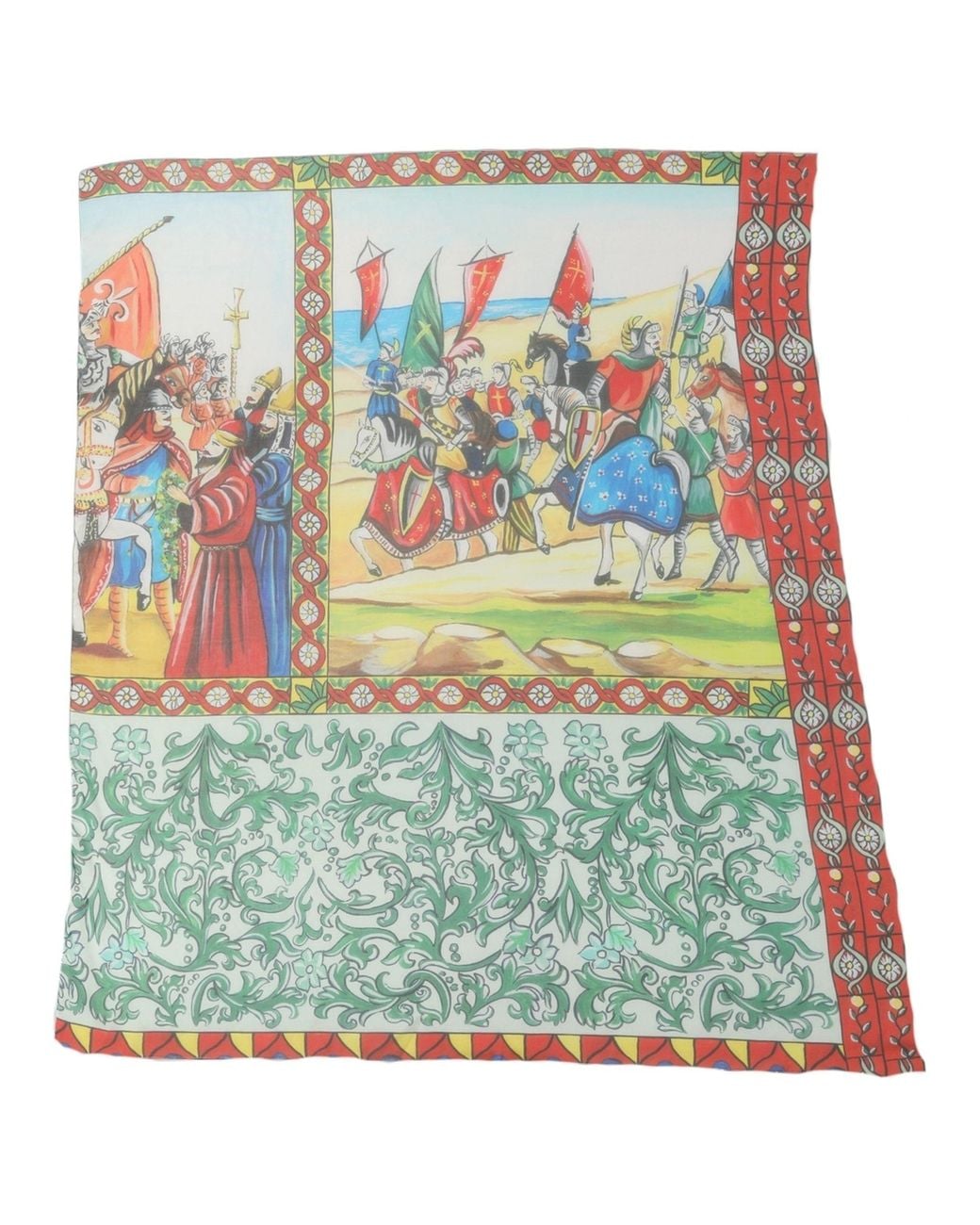Dolce & Gabbana Green Multicolor Silk Printed Square Foulard Scarf