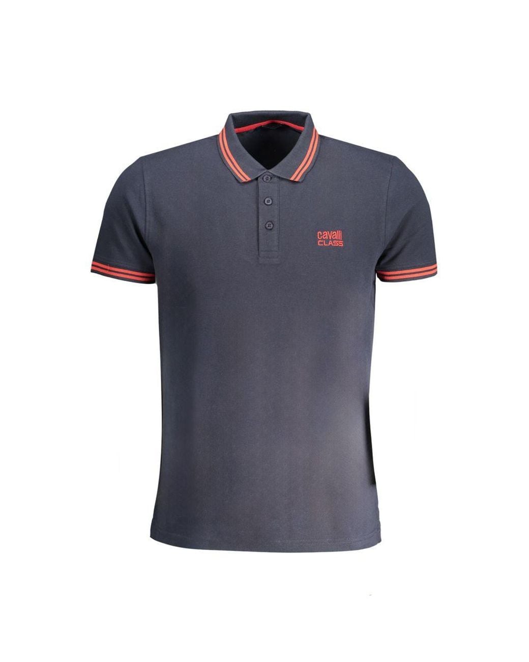 Roberto Cavalli Blue Cotton Polo Shirt for men