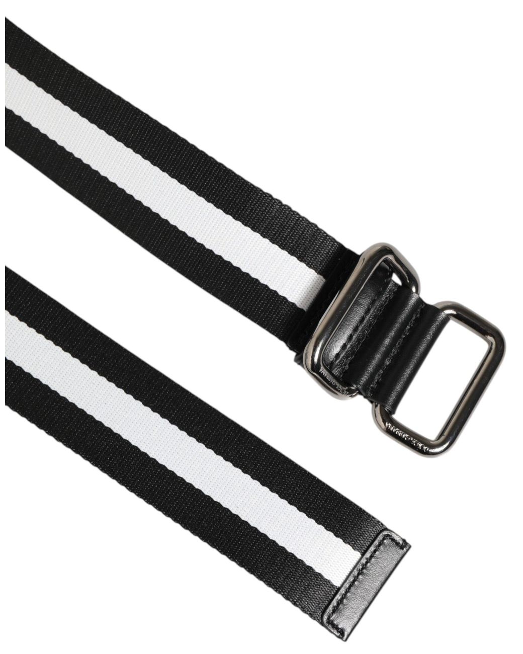 Dolce & Gabbana Black Logo Stripe Buckle Belt for men