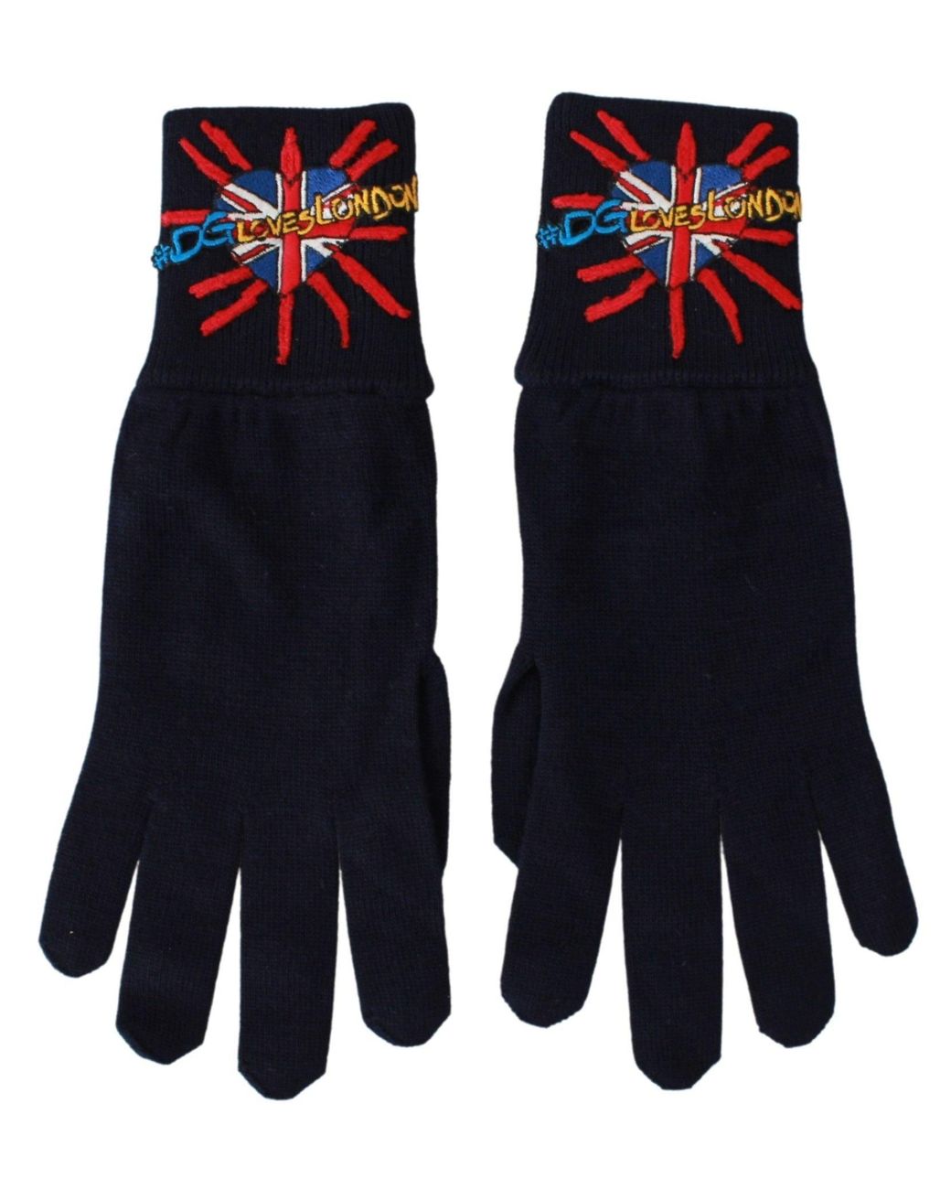 Dolce & Gabbana Black #Dmen'Slondon Embroidered Wool Gloves for men
