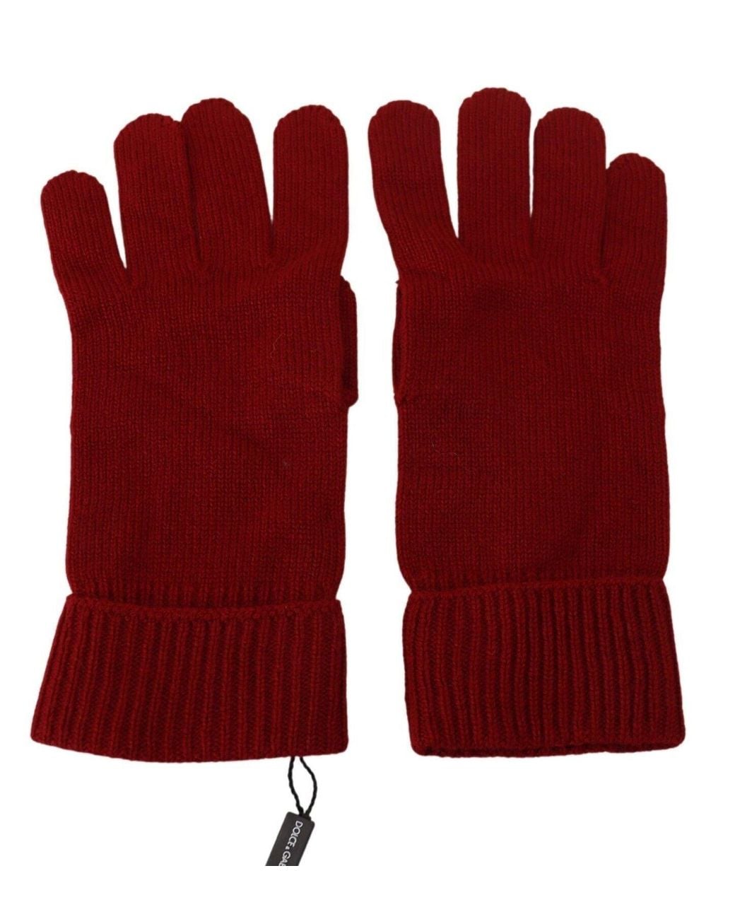 Dolce & Gabbana Red Cashmere Knit Winter Gloves for men