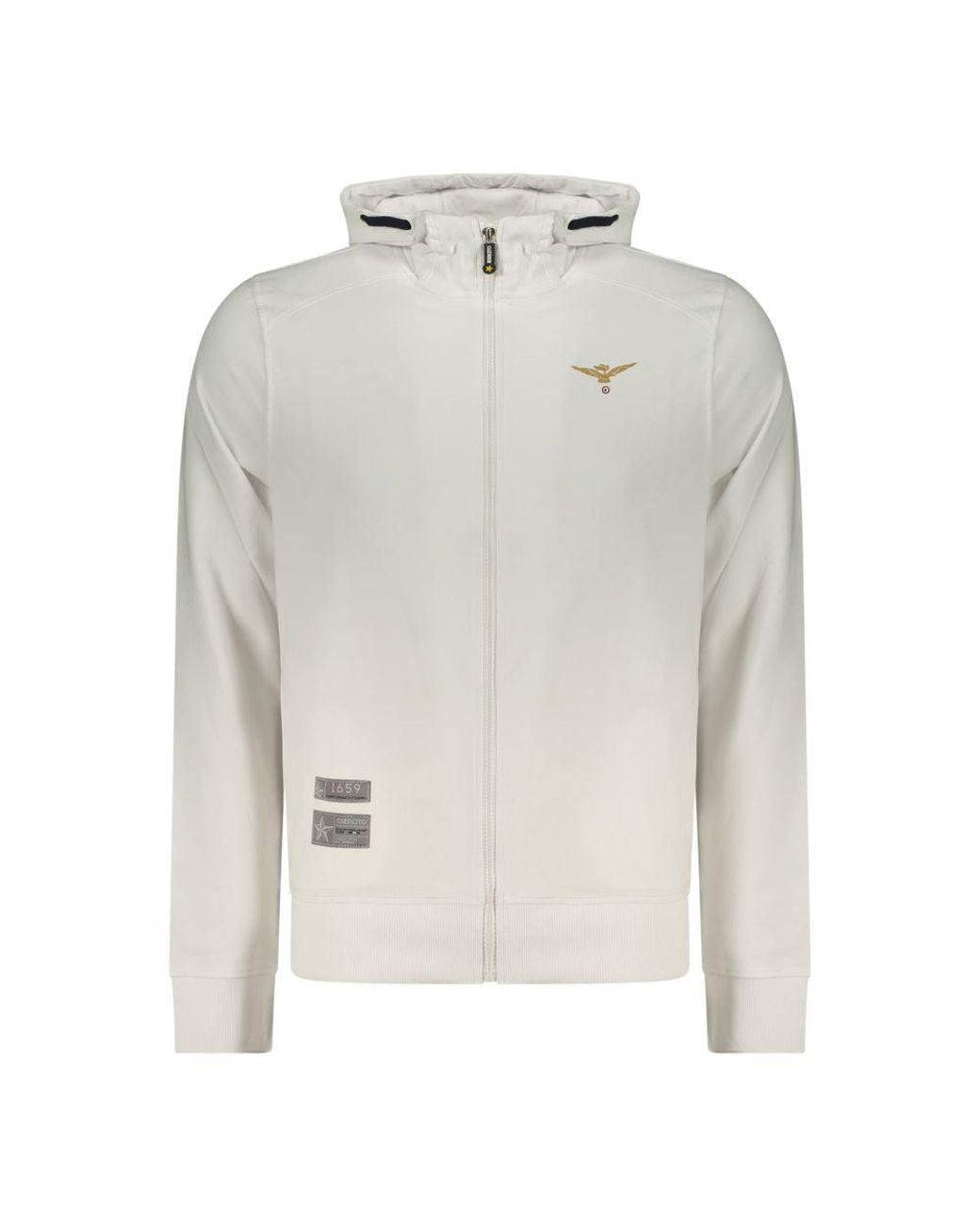 Accademia Militare Gray White Cotton Men's Hoodie for men