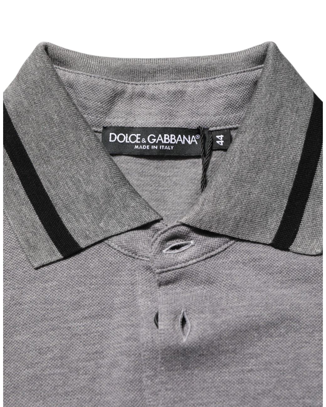 Dolce & Gabbana Gray Logo Embroidery Collared Polo T for men