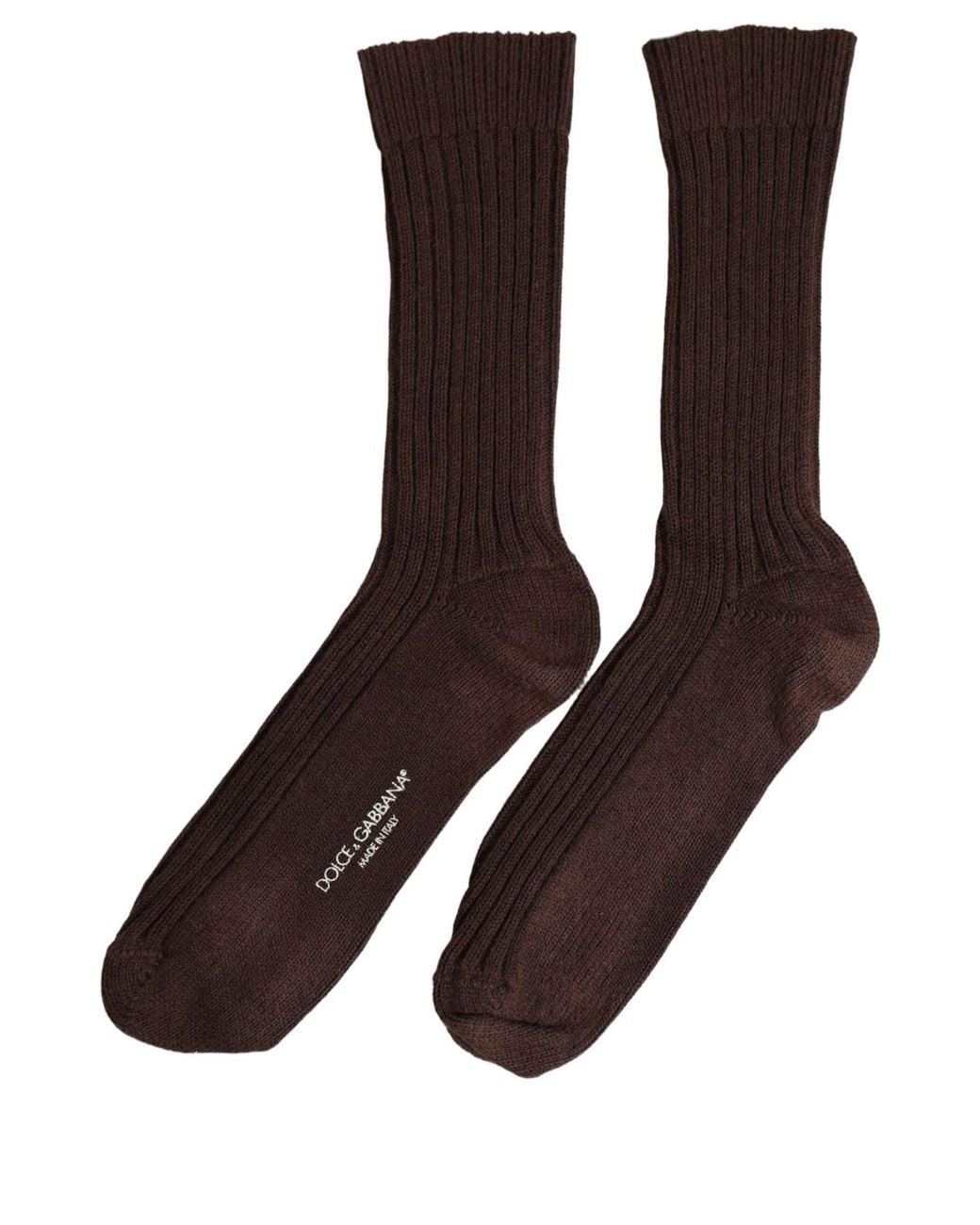 Dolce & Gabbana Dark Brown Wool Dg Logo Mid Calf Accessory Socks