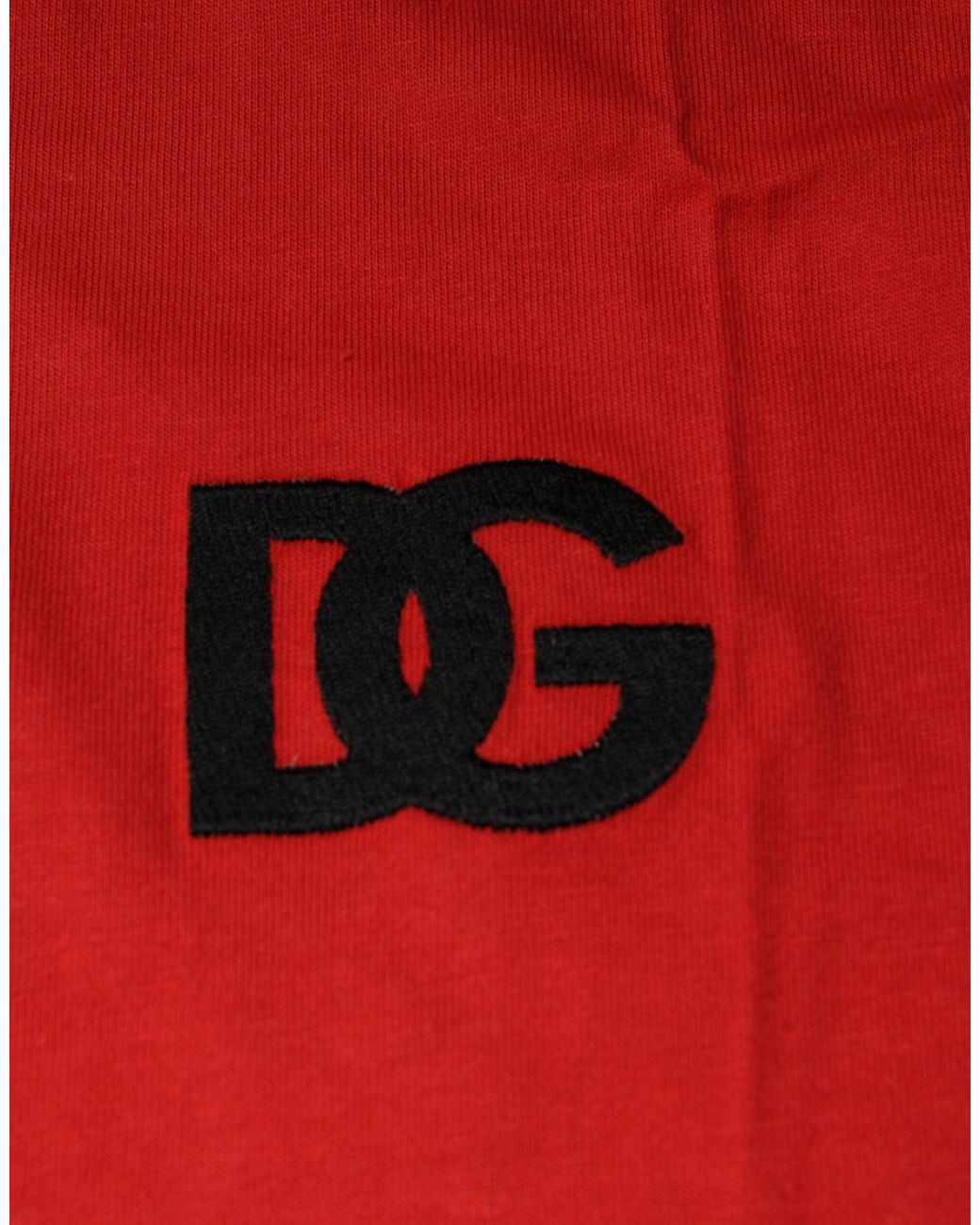 Dolce & Gabbana Red Cotton Tshirt Dg Logo Tee for men