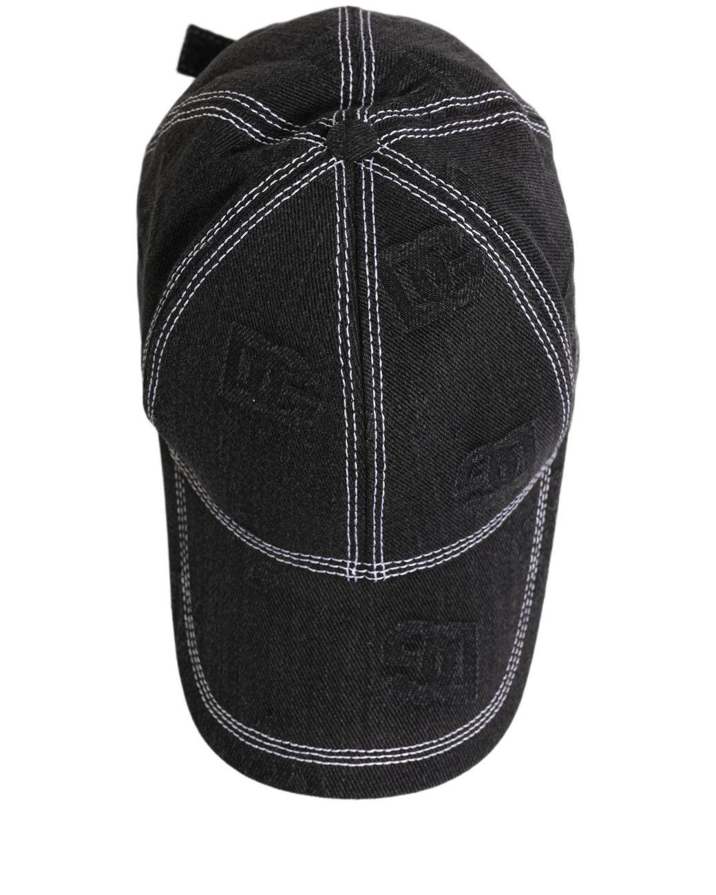 Dolce & Gabbana Gray Men Black Cotton 6 Panel Baseball Capello Hat for men