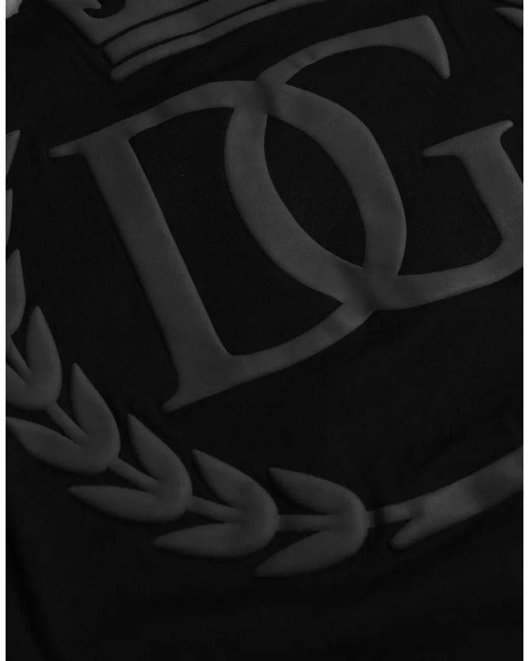 Dolce & Gabbana Black Logo Embossed Cotton Crew Neck T-Shirt for men