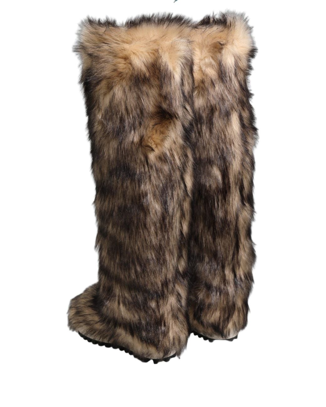 Dolce & Gabbana Brown Faux Skim Ski Fur Knee High Boots Shoes for men