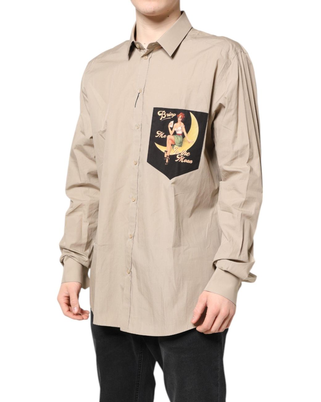 Dolce & Gabbana Natural Pin Up Print Martini Casual Shirt for men