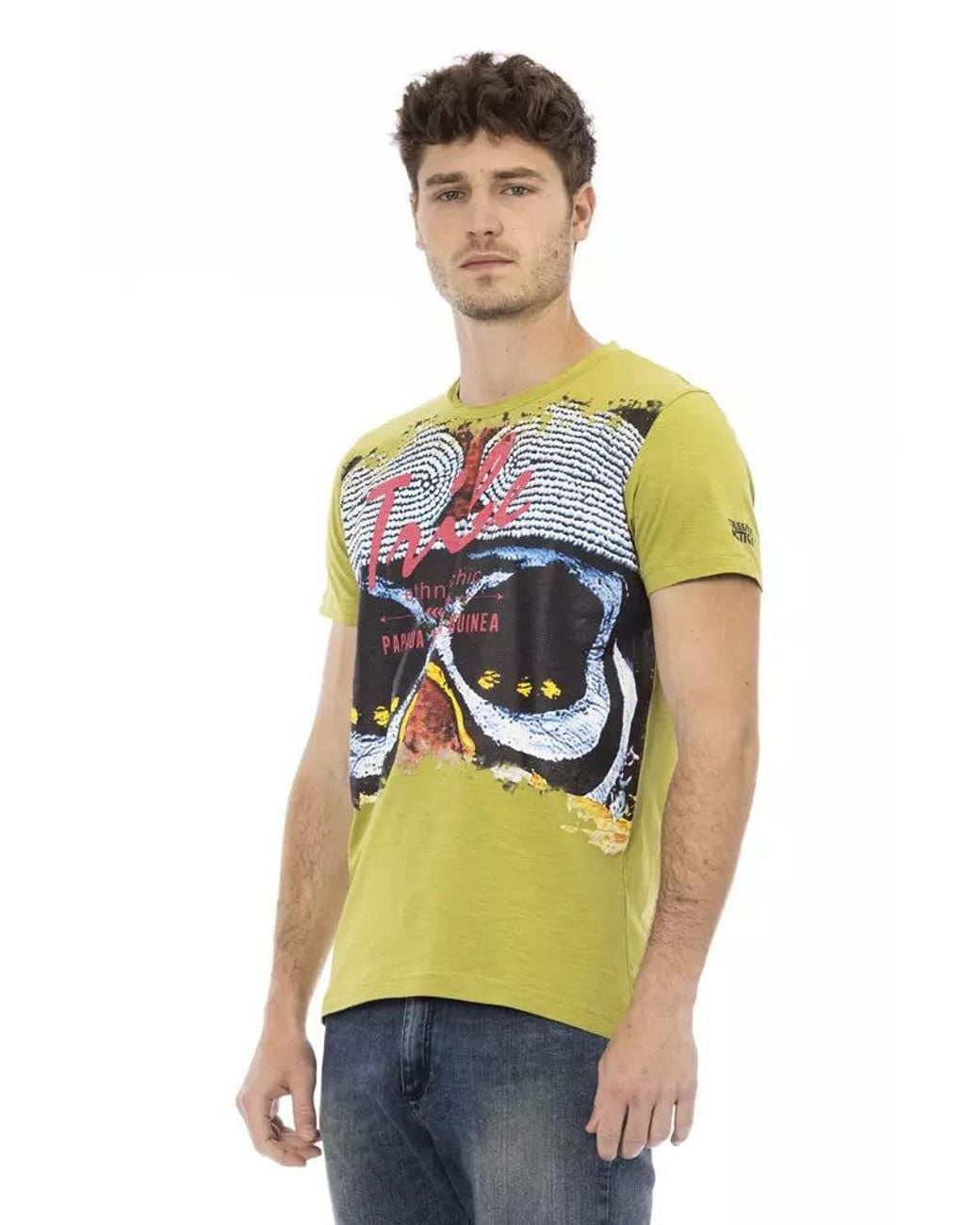 TRUSSARDI ACTION Gray Green Cotton Men T for men