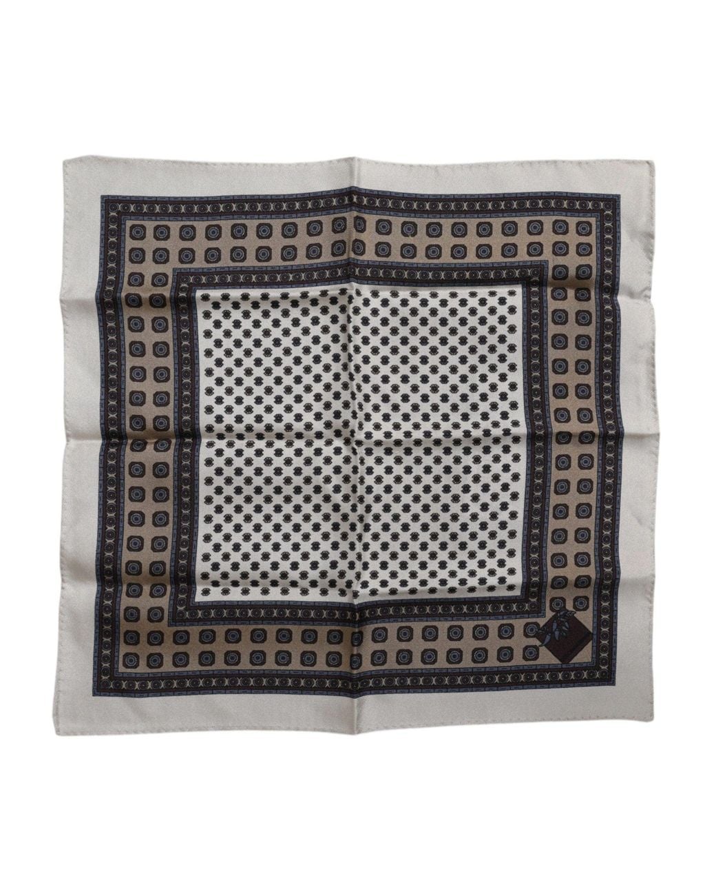 Dolce & Gabbana Gray Multicolor Geometric Handkerchief Pocket Scarf