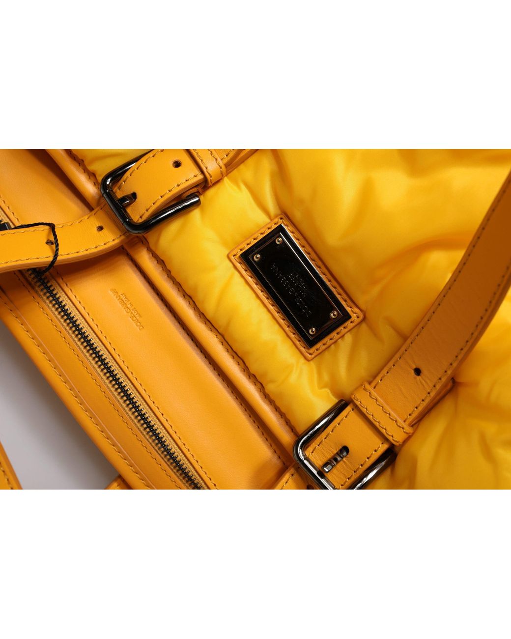 Dolce & Gabbana Yellow Orange Nylon Logo Plaque Hand Shoulder Duffle Bag for men