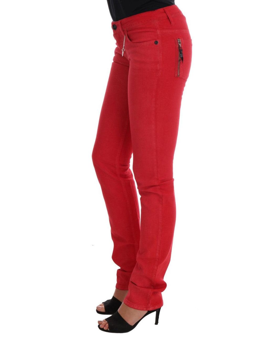CoSTUME NATIONAL Red Radiant Super Slim Designer Jeans
