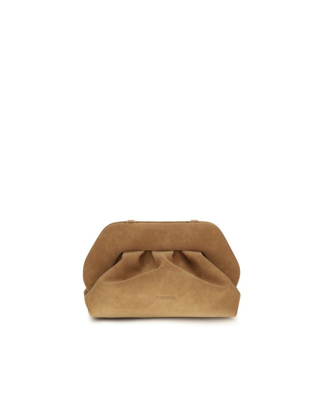 THEMOIRÈ Brown Beige Nubuc Leather Clutch Bag
