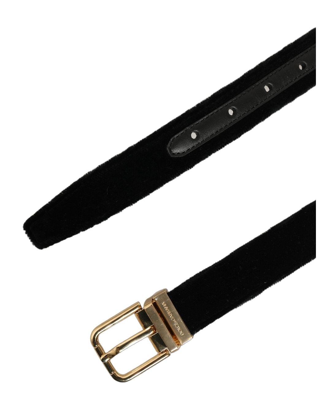 Dolce & Gabbana Black Velvet Tone Metal Buckle Belt Leather for men
