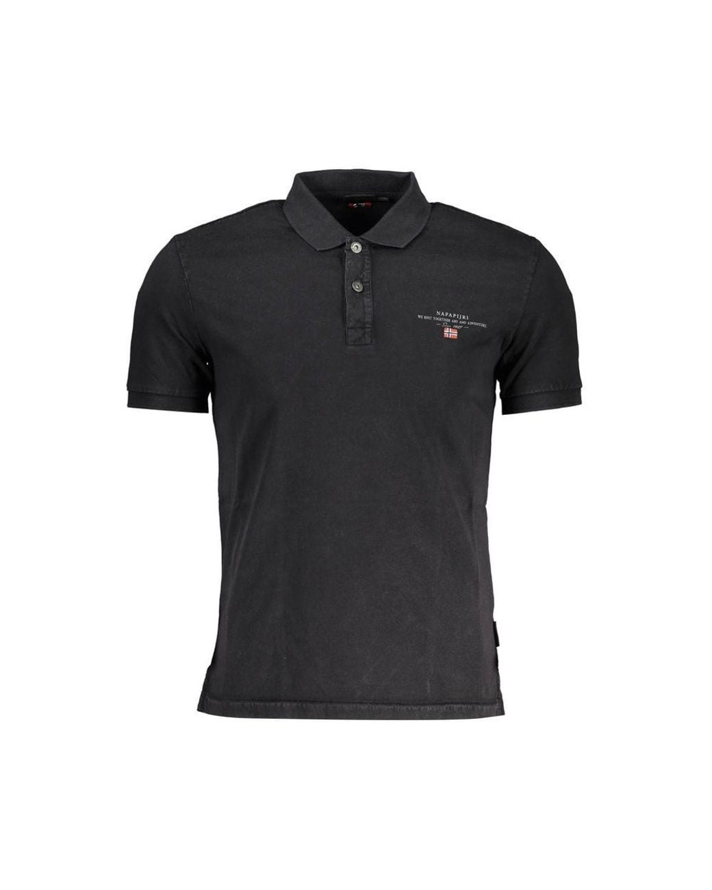 Napapijri Black Cotton Polo Shirt for men