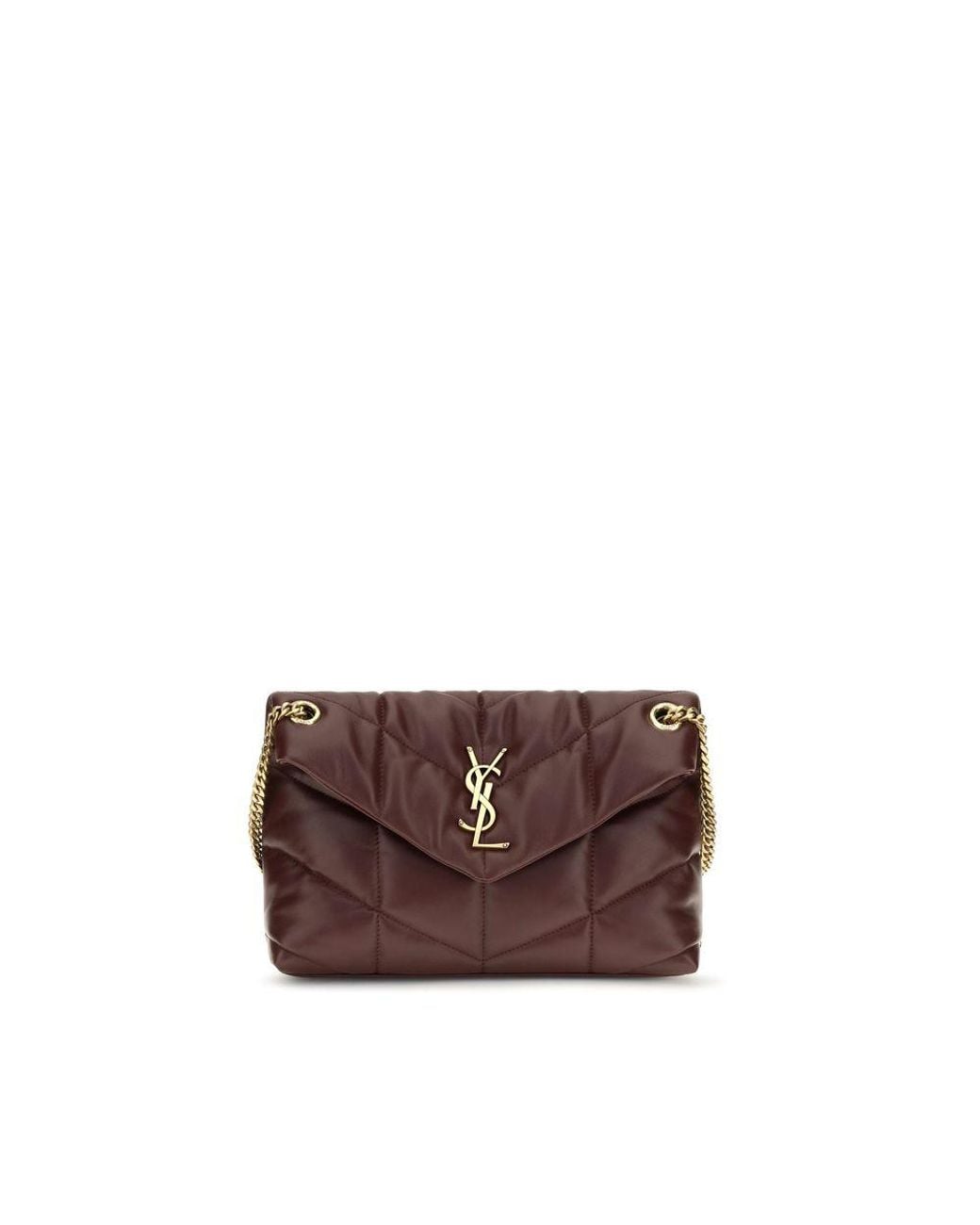 Saint Laurent Brown Bordeaux Lamb Leather Shoulder Bag