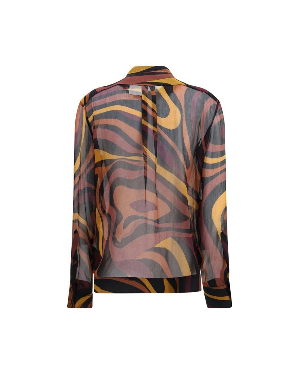 Emilio Pucci Brown Multicolor Silk Pattern Shirt