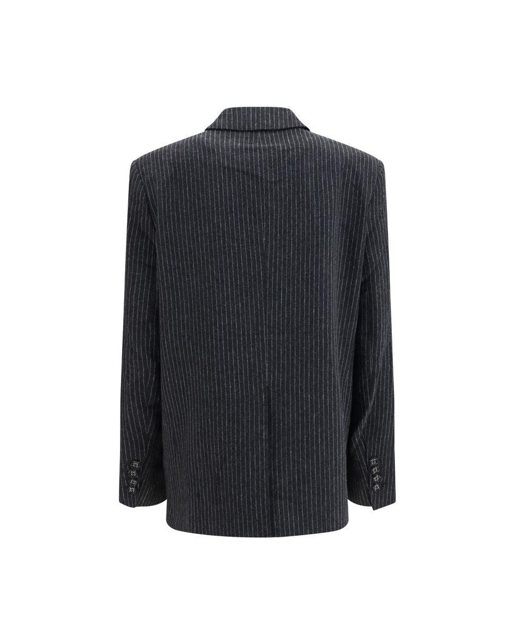 Ganni Black Gray Wool Oves Aries Blazer