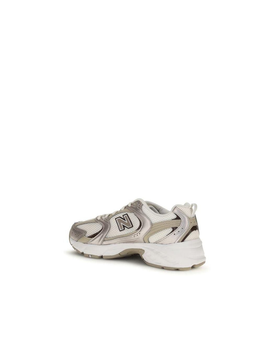 New Balance White Beige Fabric Athletic Sneakers