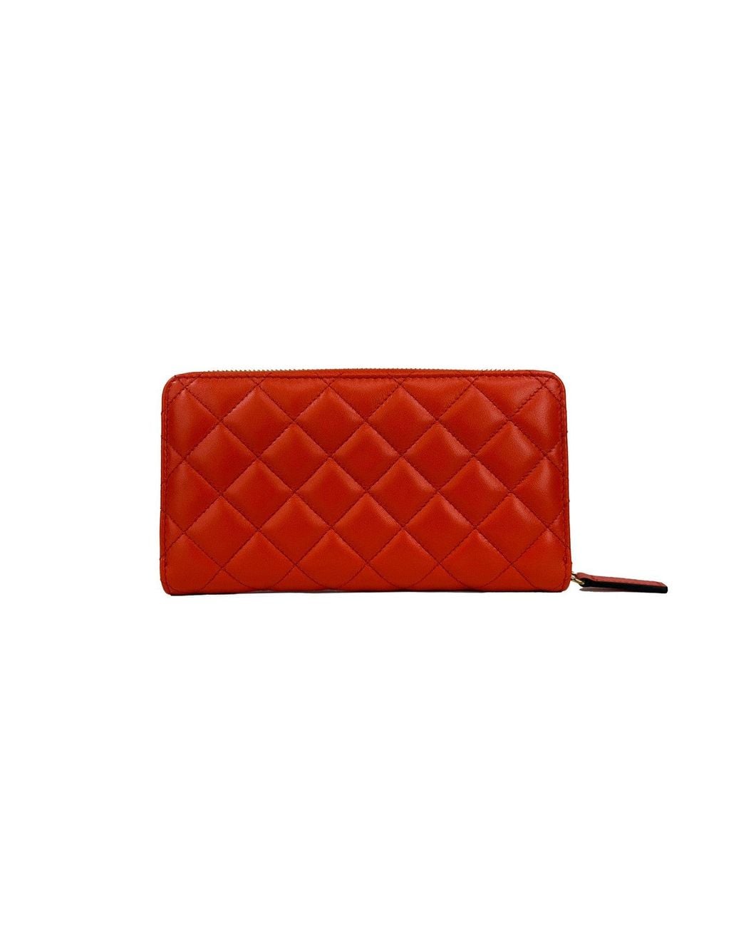 Versace Red Quilted Leather Continental Clutch Zip Wallet