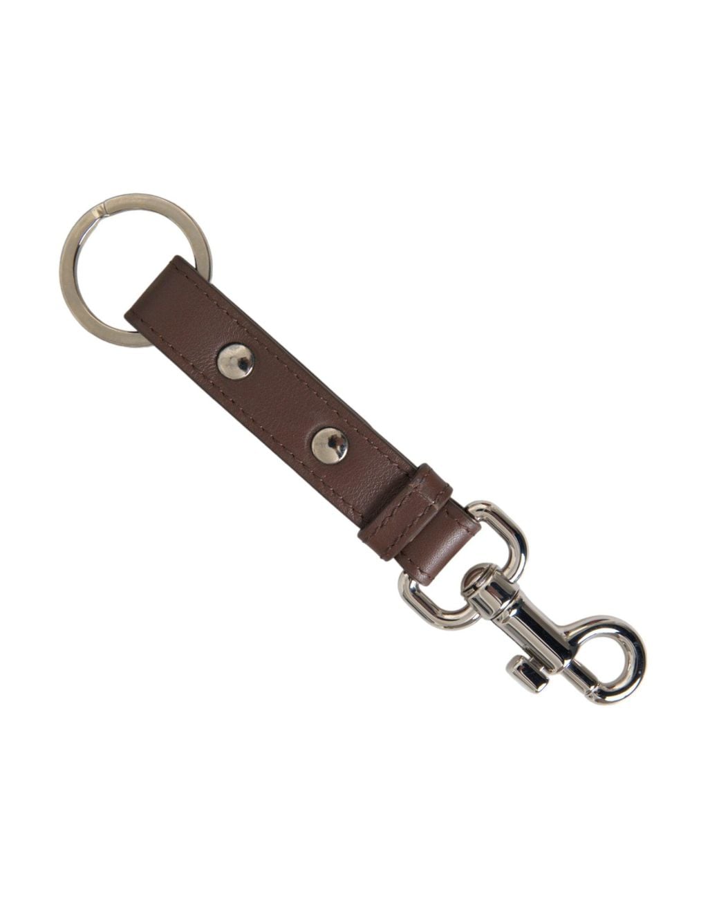 Dolce & Gabbana Metallic Plain Leather Brass Keyring Holder Keychain