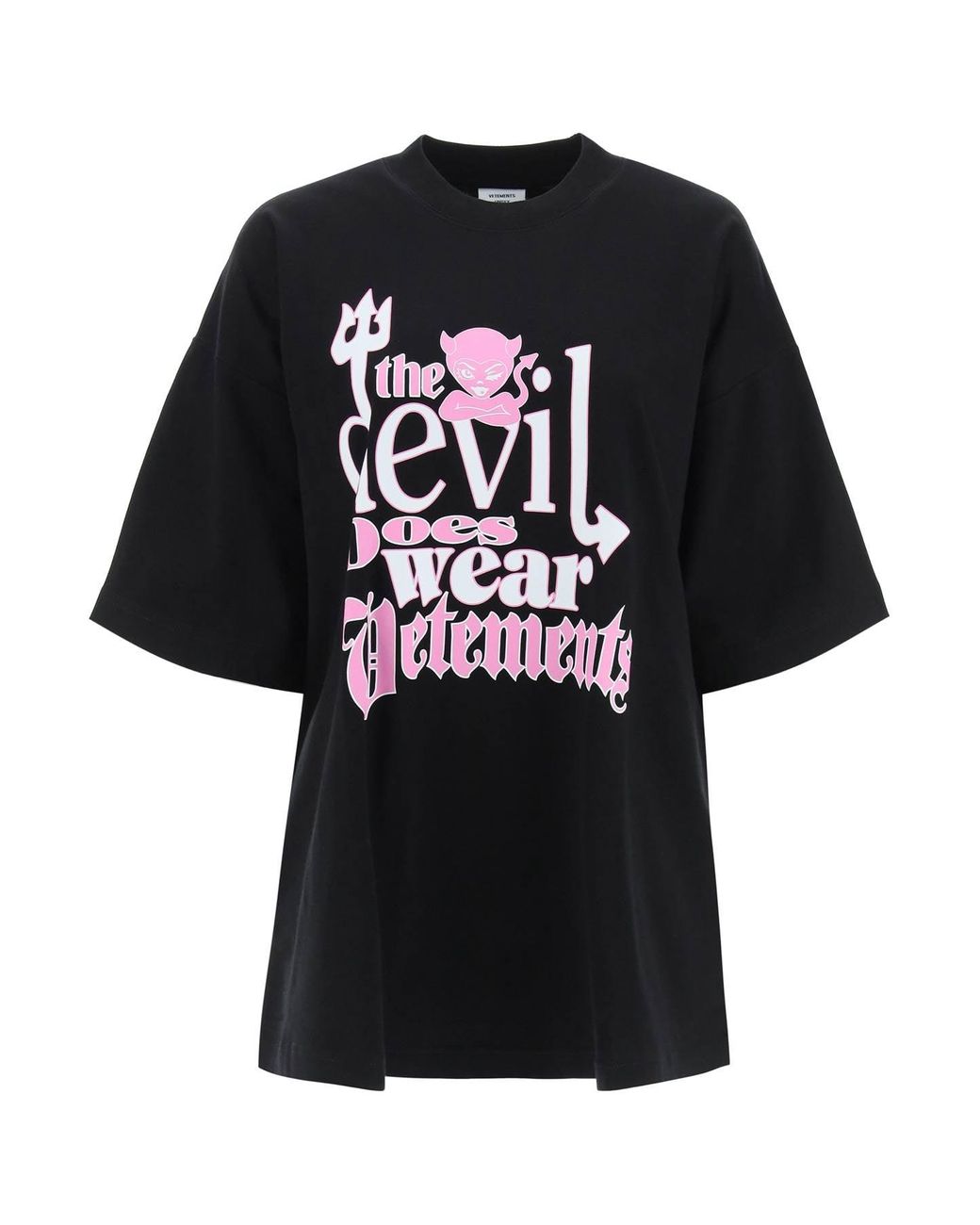 VETEMENTS DEVIL WEARS PATCHWORK Tシャツ VETEMENTS Black 'Devil Wears Vetements' Patched T-Shirt Vetements