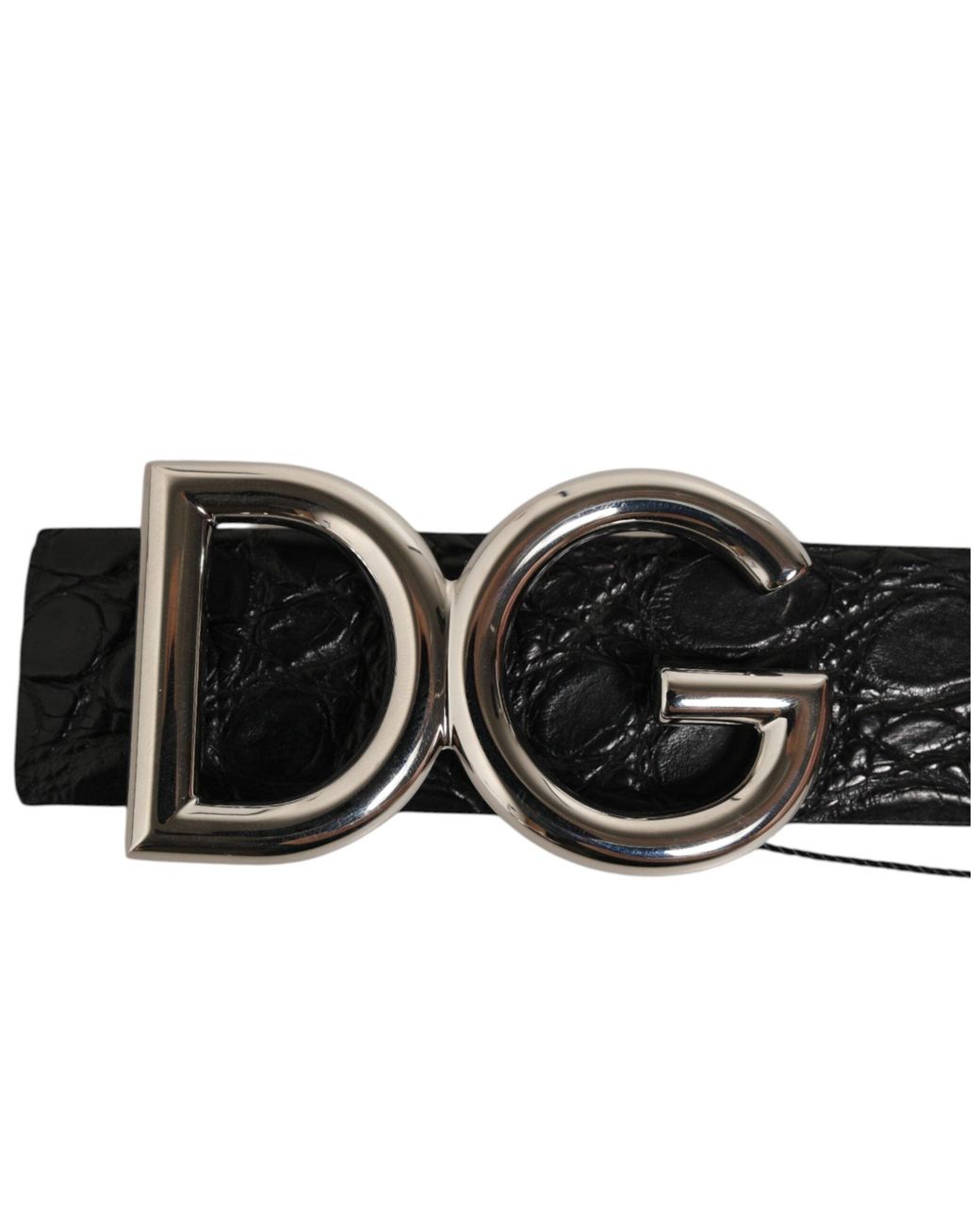 Dolce & Gabbana Black Crocodile Belt With Dg Logo for men