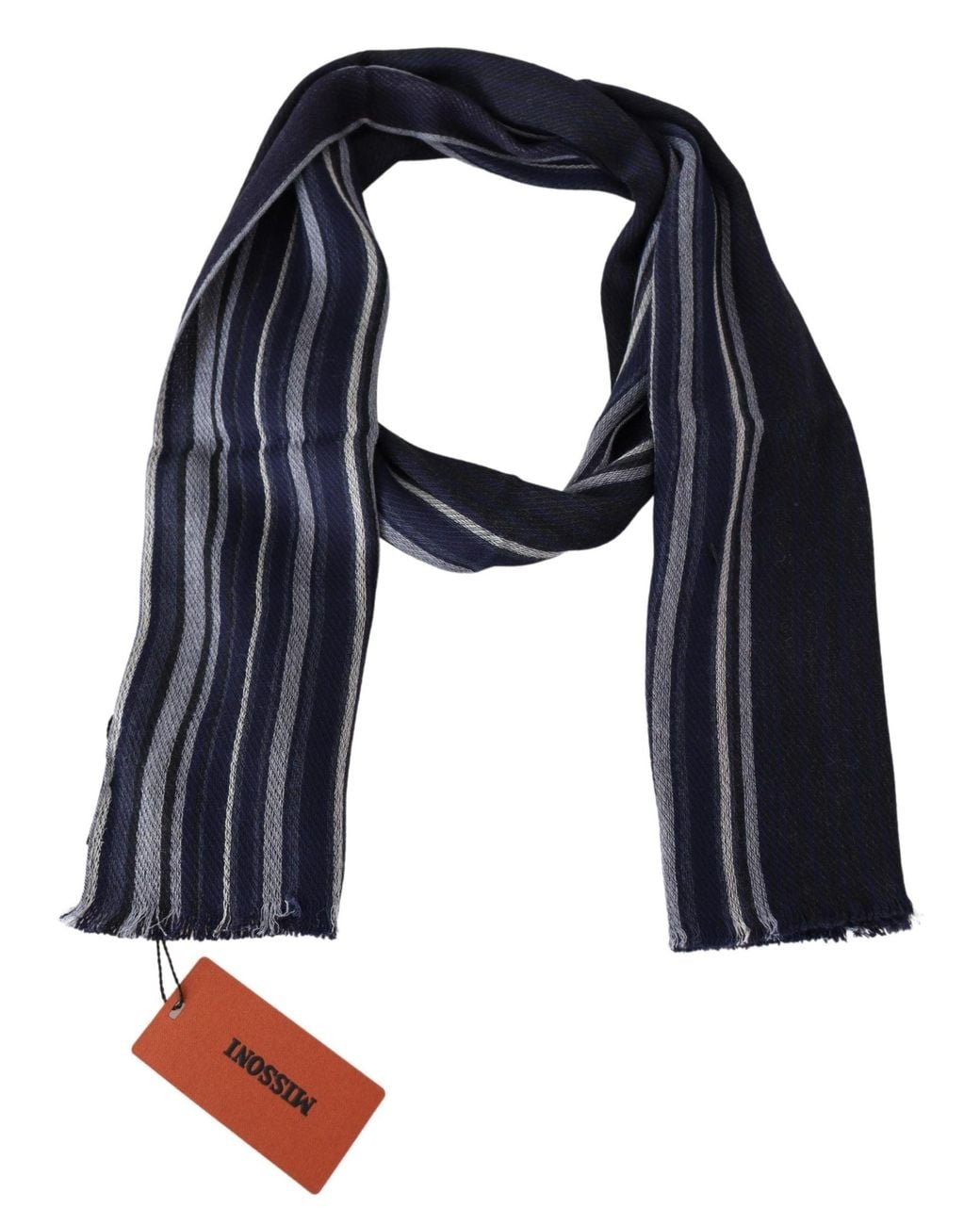 Missoni Multicolor Color Wool Striped Unisex Wrap Fringes Shawl