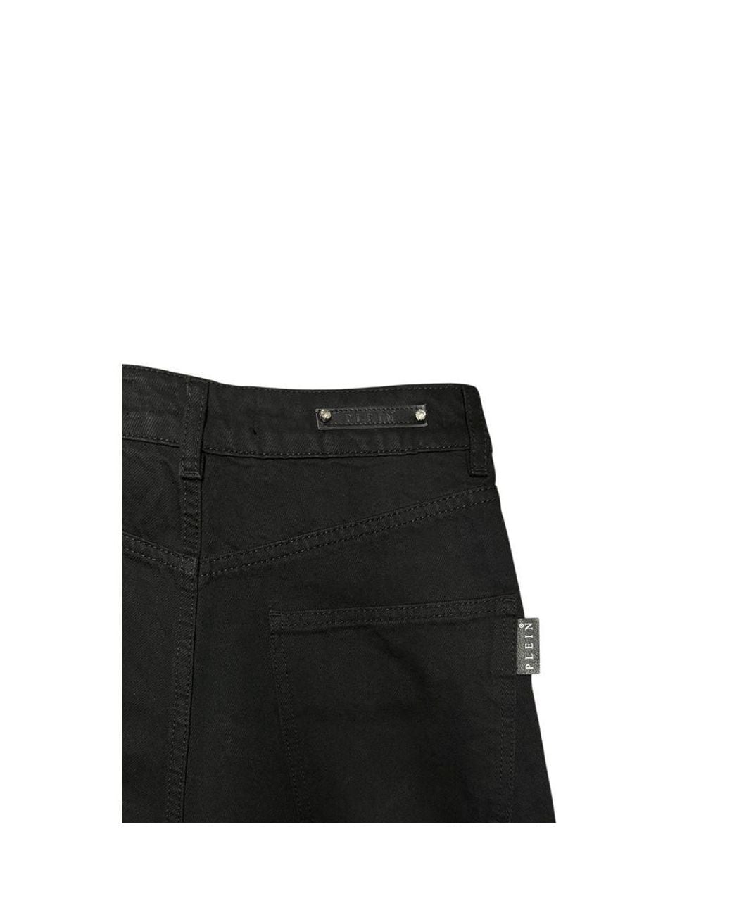 Philipp Plein Blue Black Cotton Pant