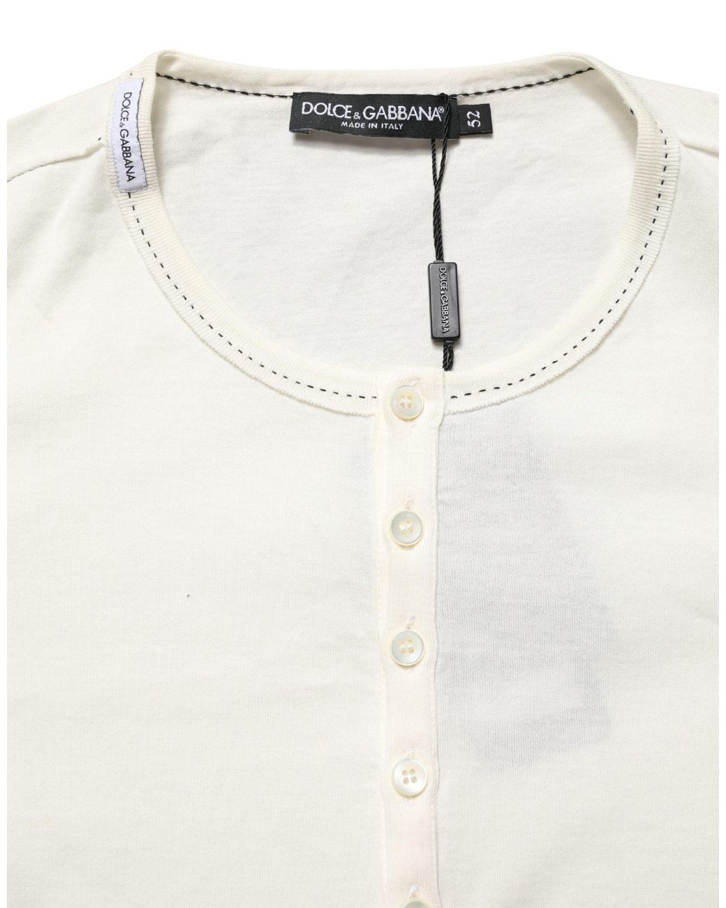 Dolce & Gabbana White Long Sleeves Henley Pullover Sweater