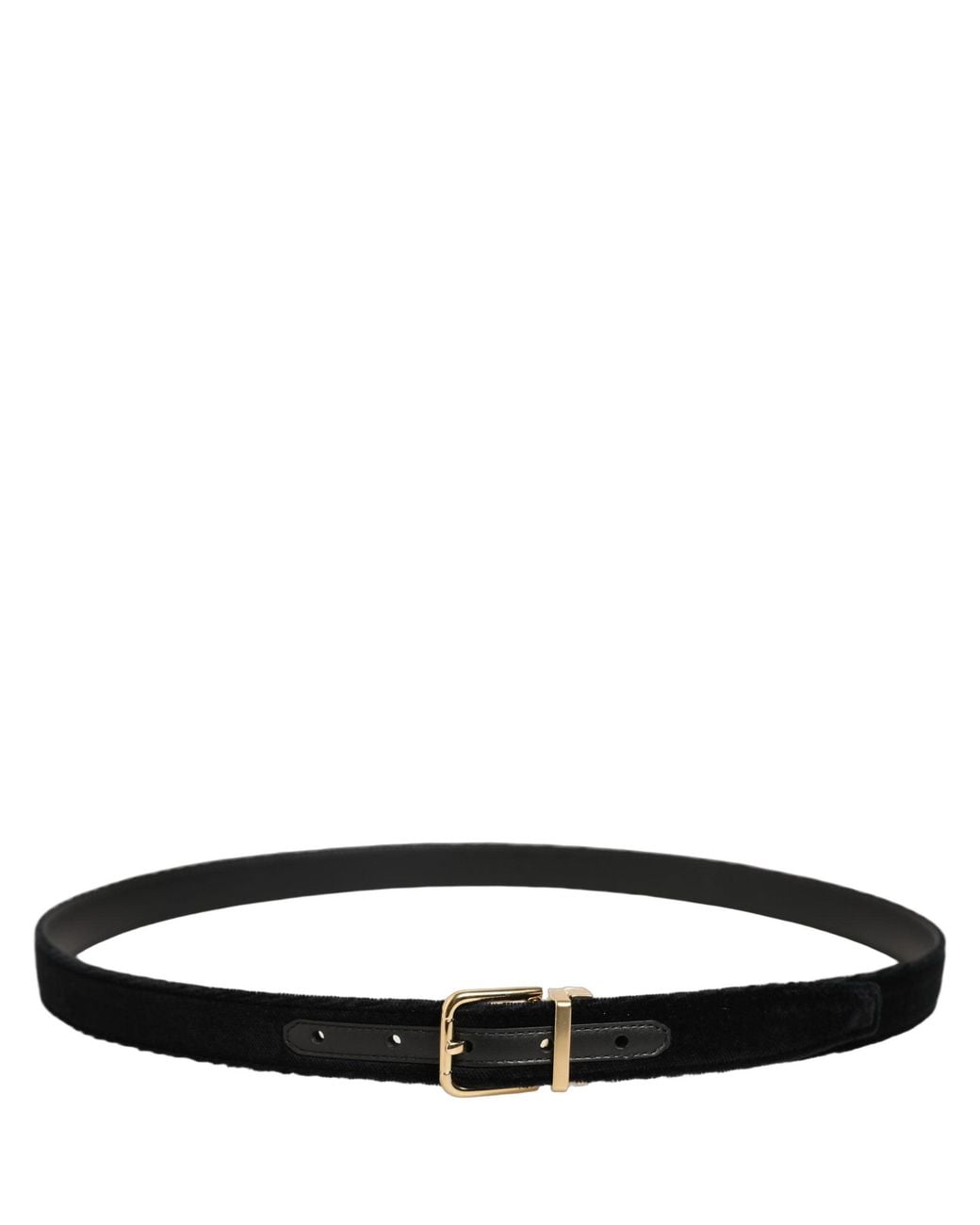 Dolce & Gabbana Black Velvet Tone Metal Buckle Belt Leather for men