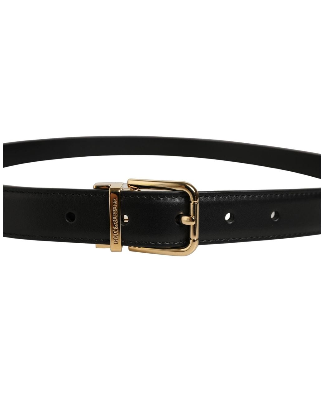 Dolce & Gabbana Black Classic Leather Gold Metal Logo Buckle Belt