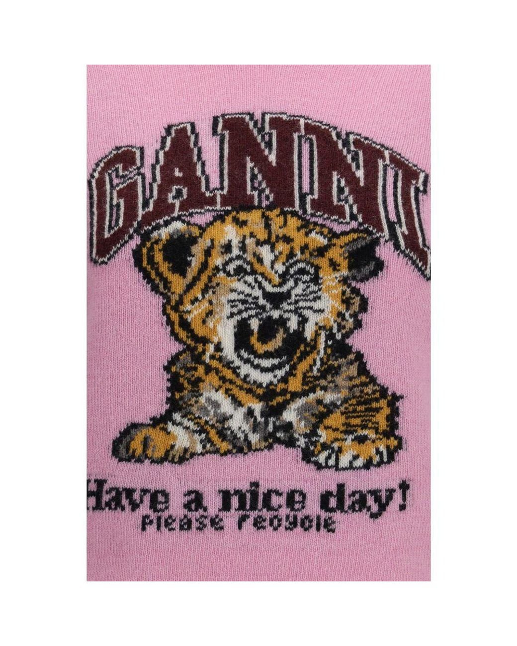 Ganni Pink Multicolor Wool Oves Aries Sweatshirt