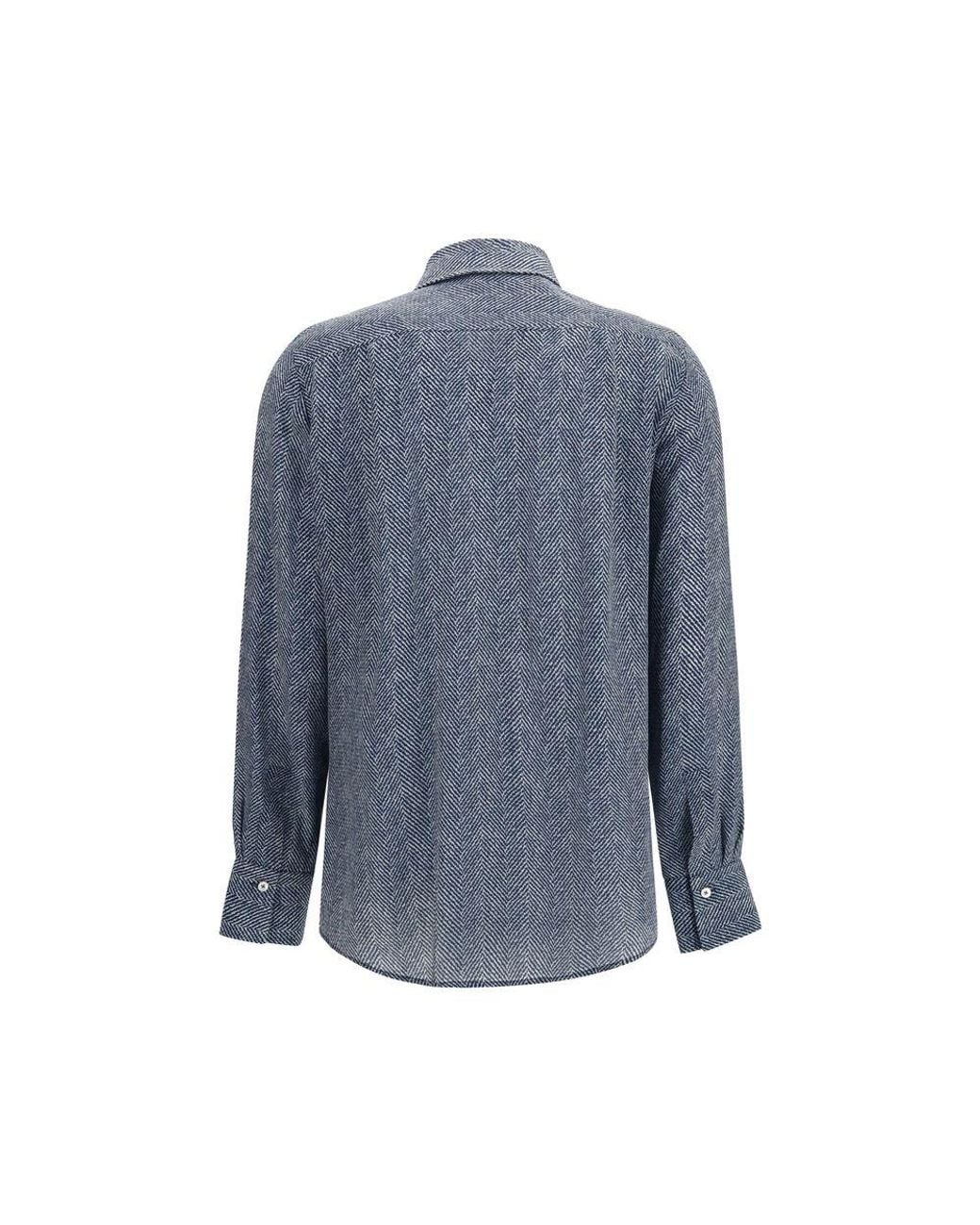 Sara Roka Blue Silk Pattern Shirt