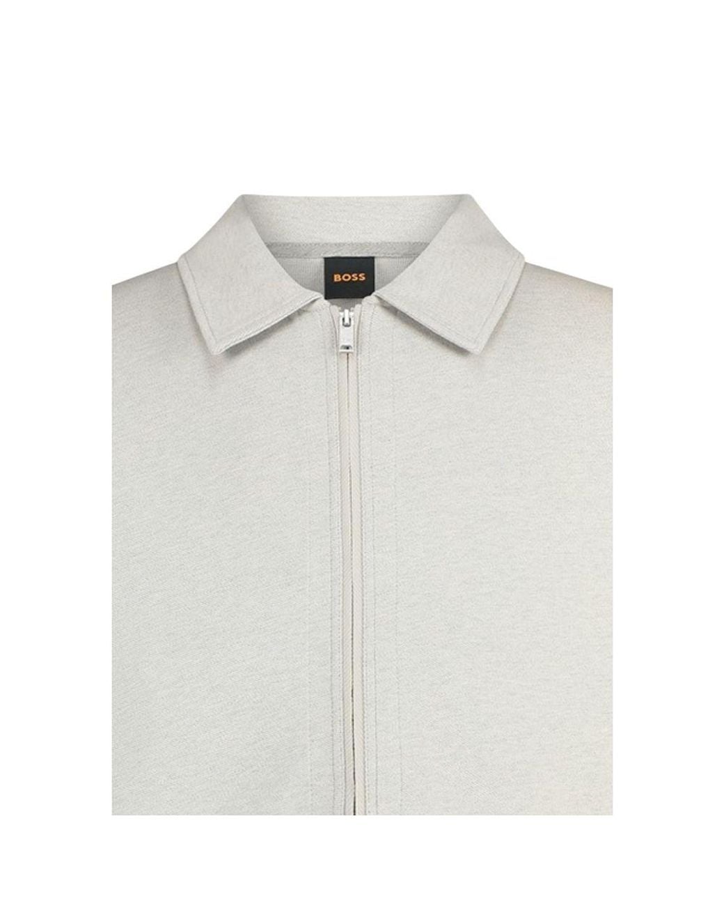 Boss White Gray Cotton Sweatshirt for men