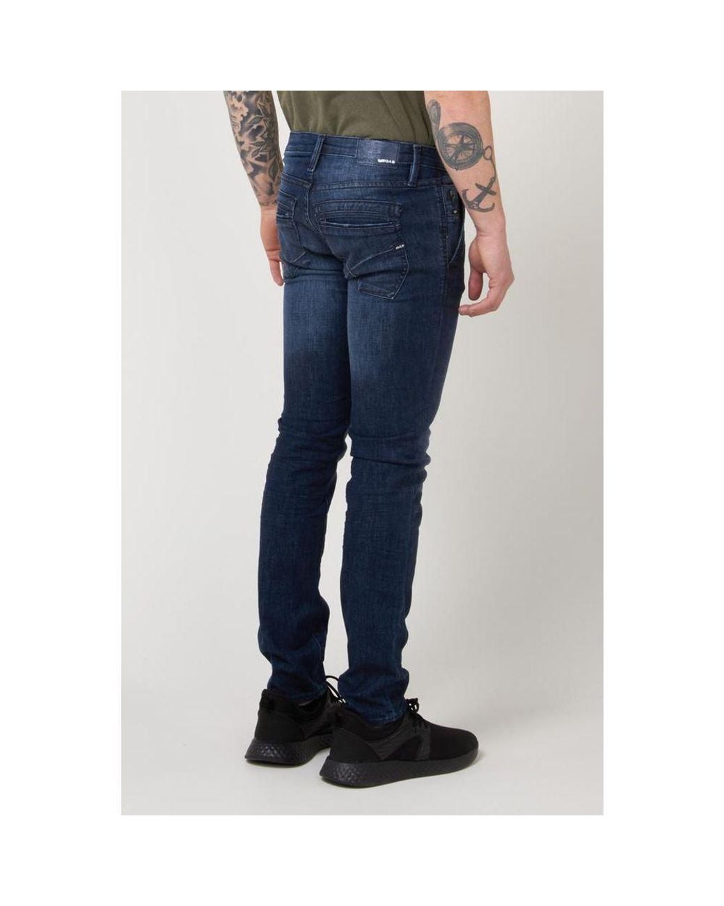 Gas Blue Cotton Slim Fit Jeans for men