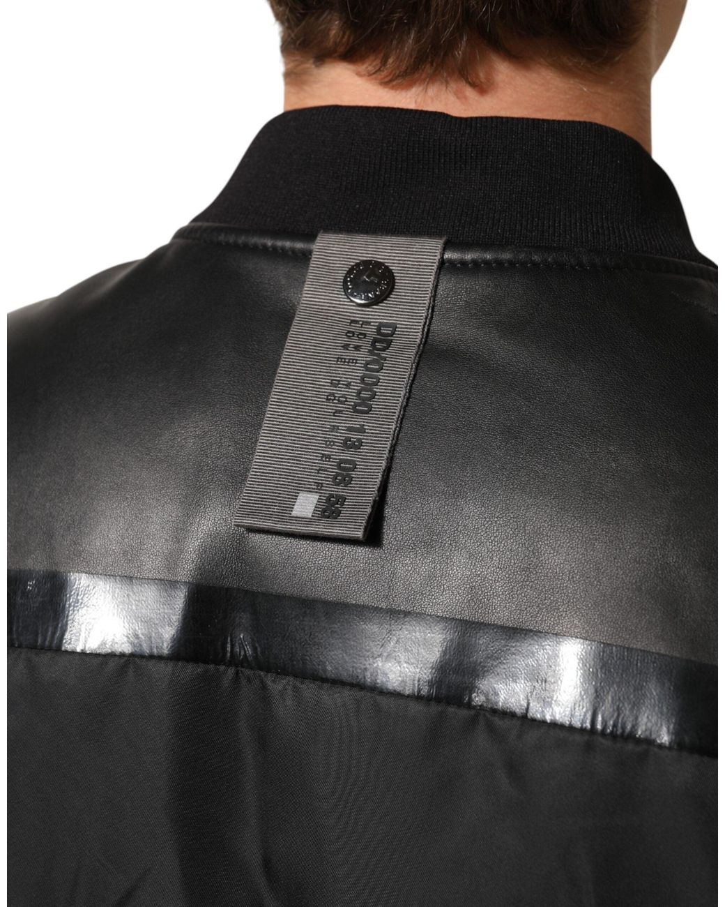 Dolce & Gabbana Black Leather Nylon Fullzip Blouson Jacket for men