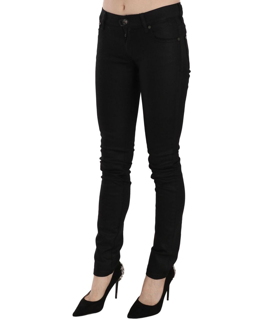 Plein Sud Cotton Black Mid Waist Skinny Denim Jeans