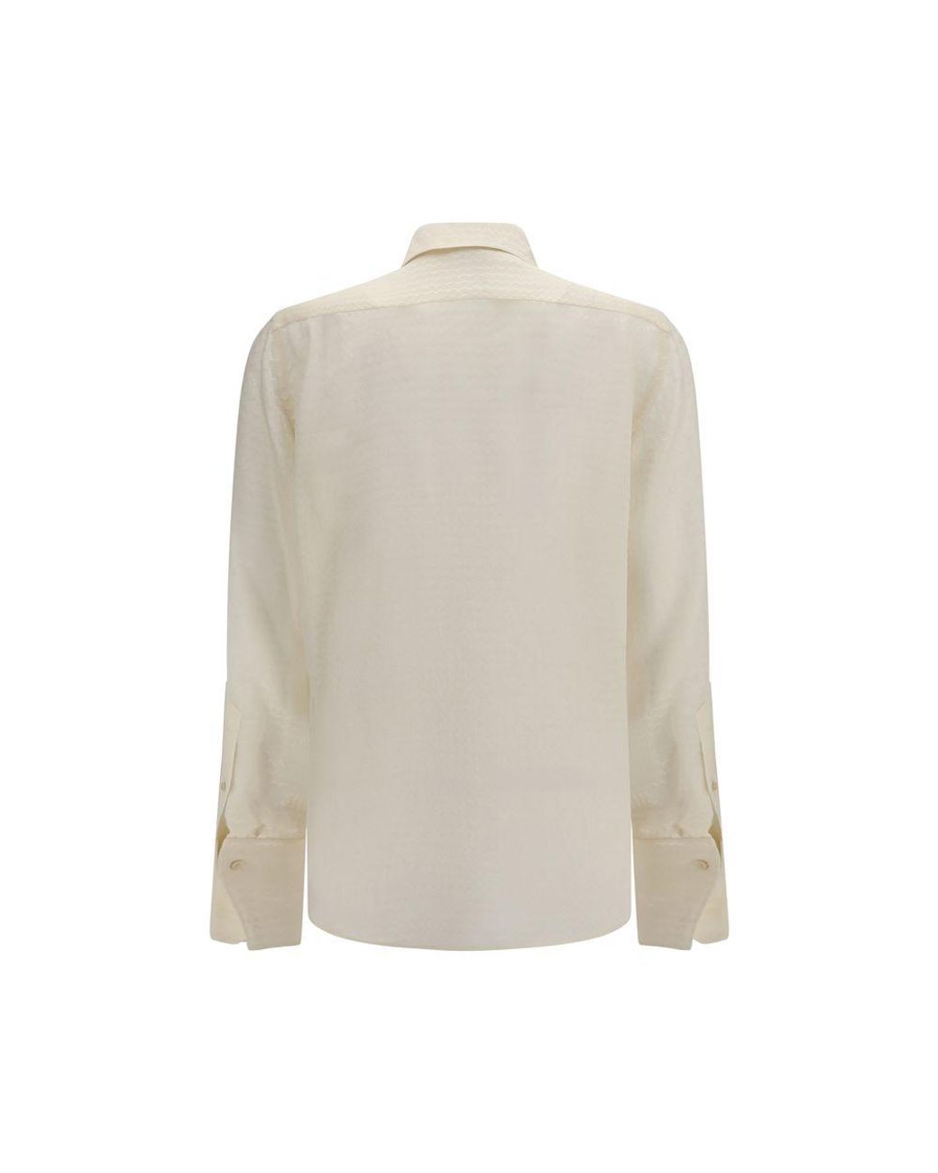 Fendi White Beige Silk Pattern Shirt