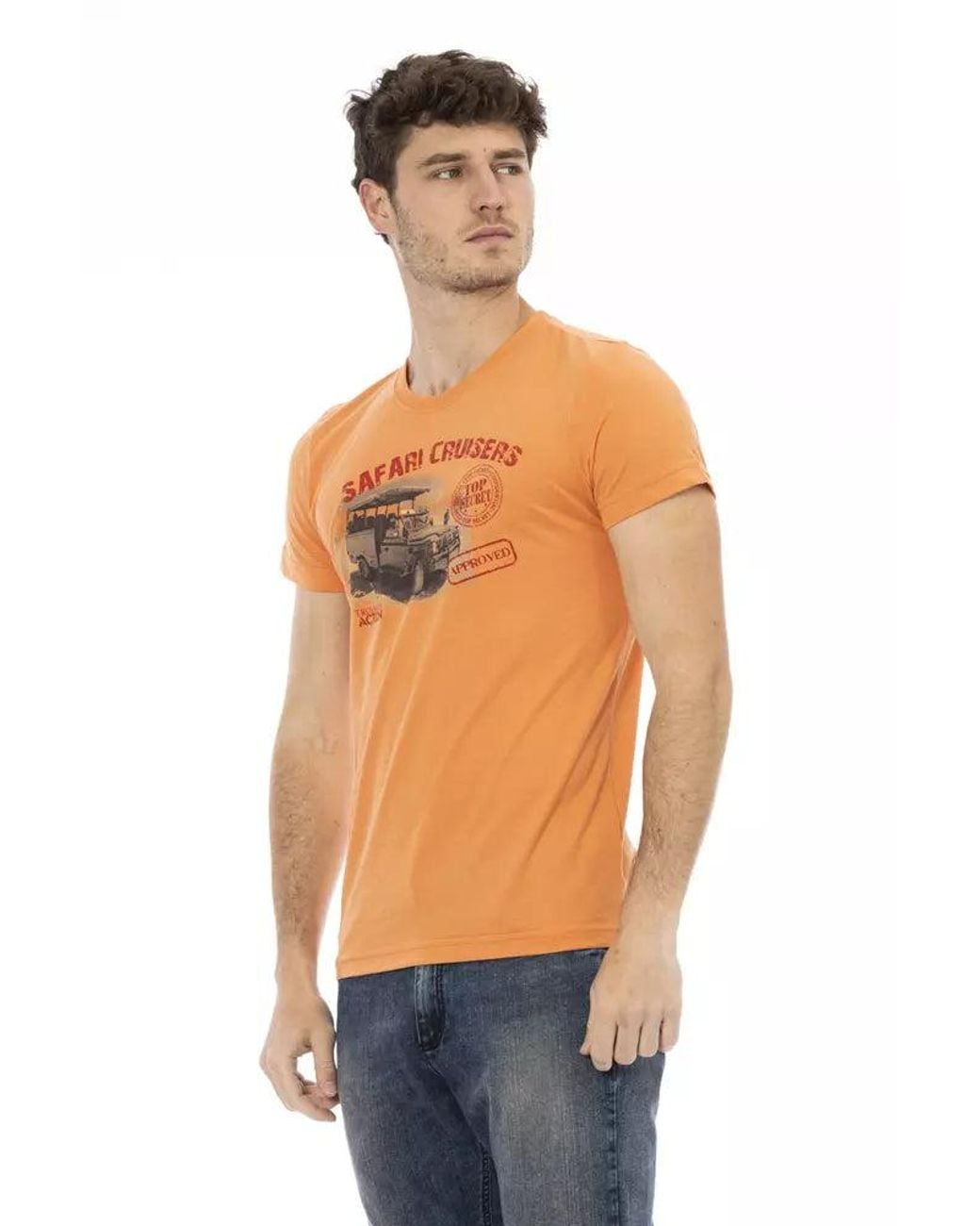 TRUSSARDI ACTION Blue Orange Cotton Men's T for men