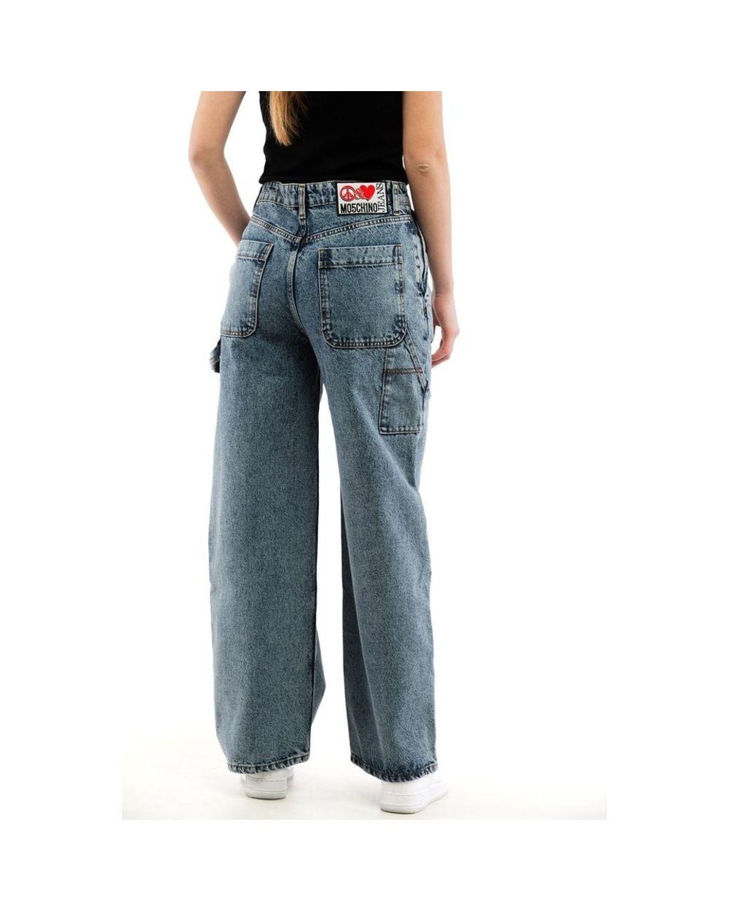 Moschino Blue Multicolor Cotton Relaxed Fit Jeans
