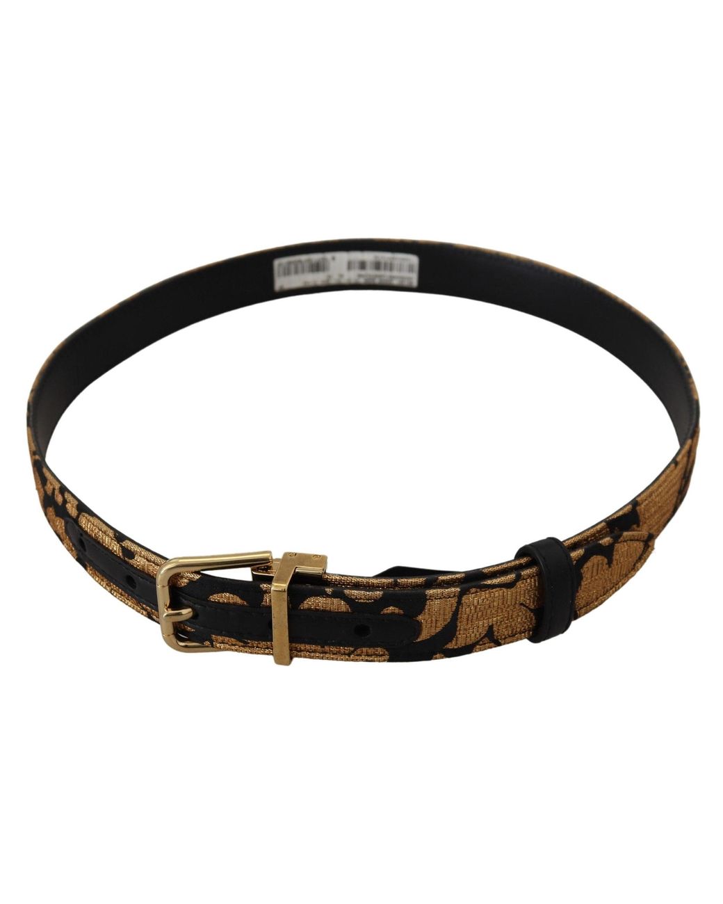 Dolce & Gabbana Black Jacquard Leather Logo Buckle Belt