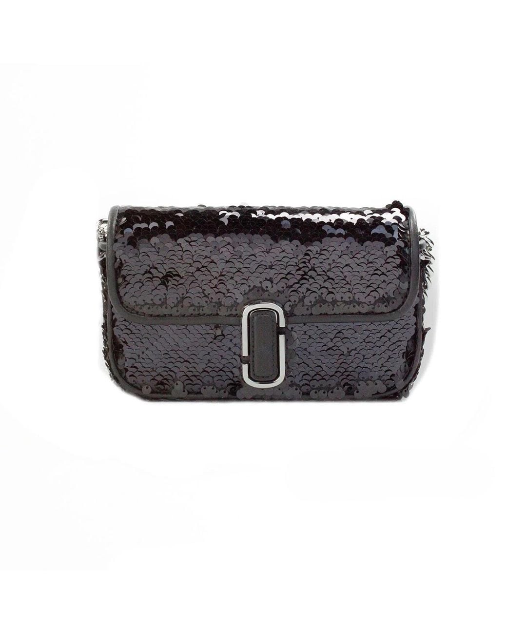Marc Jacobs Black The Mini J Shoulder Bag Sequined Crossbody Leather