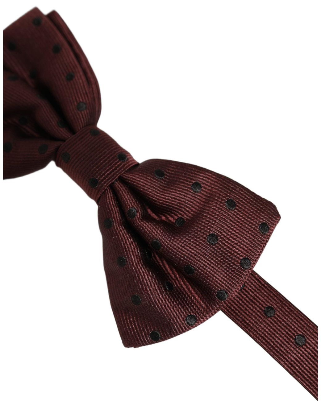Dolce & Gabbana Brown Burgundy Polka Dot Silk Adjustable Neck Papillon Bow Tie for men